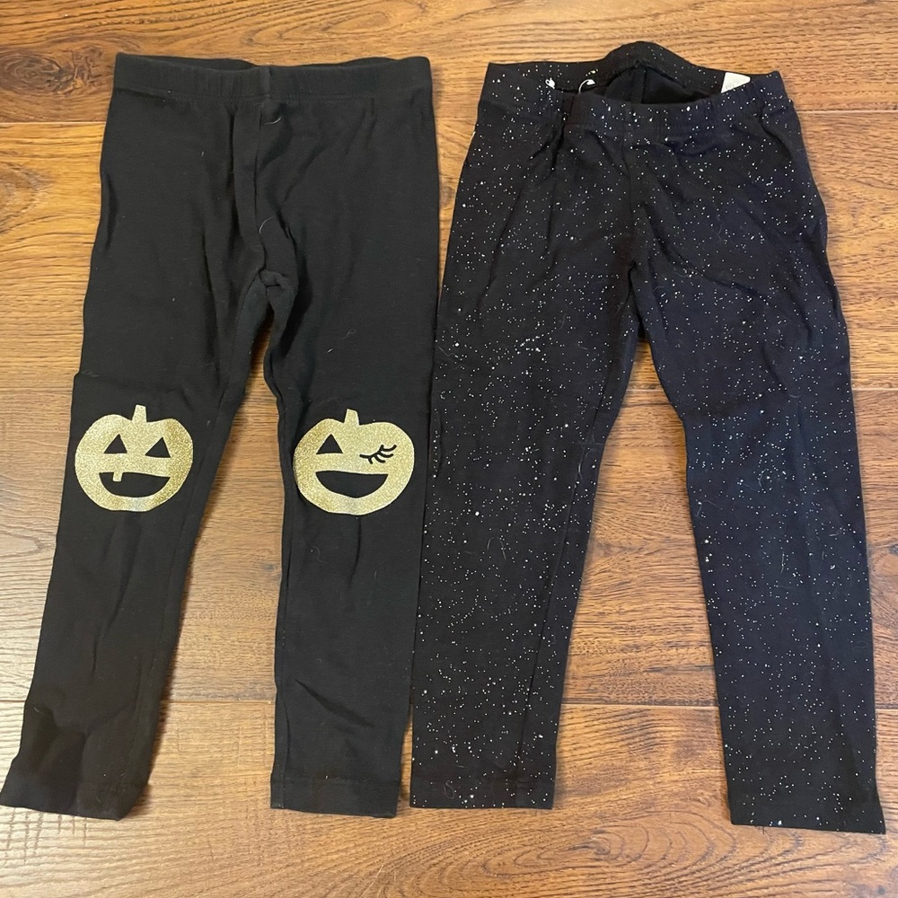 Girls legging lot, Black sparkles and Halloween